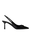 Prada Leather Pumps Glossy Finish Kitten Heel Pointed Toe In Black