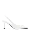 Prada Spazzolato 75 Leather Slingback Pumps In White
