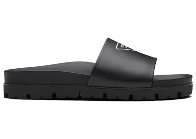 Pre-owned Prada Logo Slide Leather (men's) Sneakers In Black