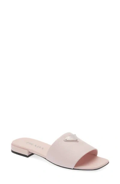 Prada Logo Slide Sandal In Pink
