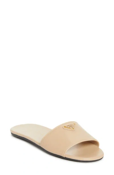 Prada Logo Slide Sandal In Neutral