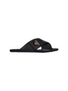 Prada Padded Leather Crisscross Flat Sandals In Black  