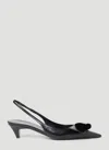 Prada Elegant Leather Slingback Pumps With Pointed Toe In Black