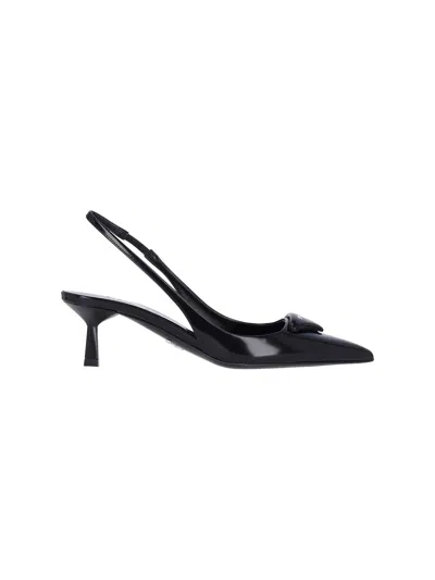 Prada Patent Padded Triangle Slingback Pumps