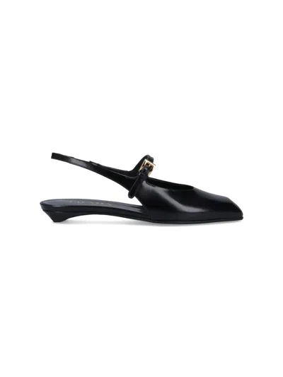 Prada Logo Slingback Pumps In Black  