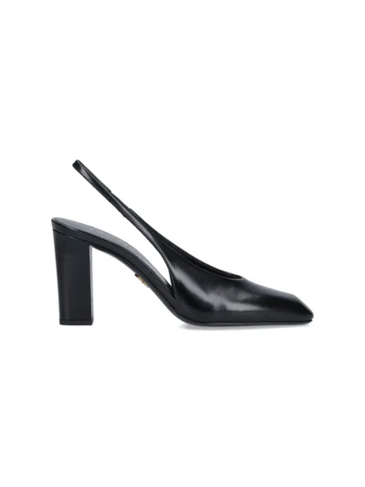 Prada Modellerie Square Toe Slingback Pump In Nero