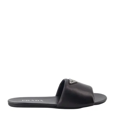 PRADA PRADA TRIANGLE-LOGO SLIP-ON SANDALS