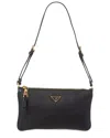 Prada Logo Small Leather Shoulder Bag In Black