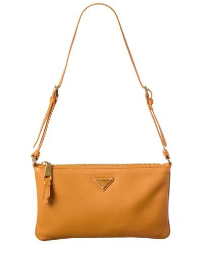 Prada Logo Small Leather Shoulder Bag In Orange