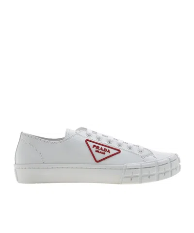 Prada Logo Sneakers In White / Red