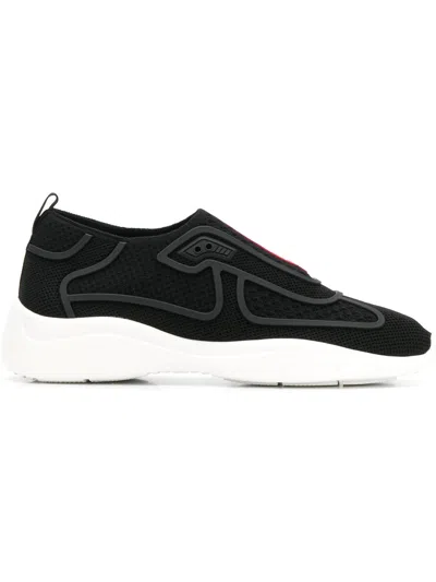 Prada Logo Sock Sneakers In Black