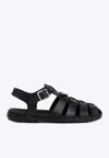 Prada Black Rubber Sandals With Tech Straps And Buckle Closure In Black