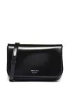 PRADA PRADA LOGO-STAMP BRUSHED LEATHER BAG