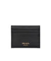 Prada Logo Print Leather Cardholder In Black