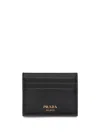 Prada Logo Print Leather Cardholder In Black