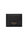 Prada Logo-stamp Leather Cardholder In Black