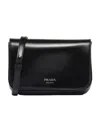 Prada Brushed Leather Mini-bag With Shoulder Strap In Black