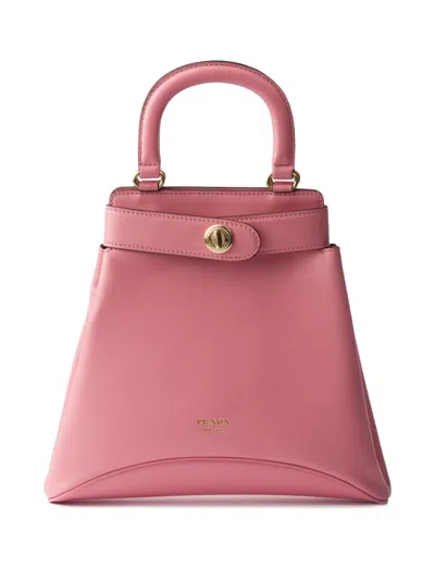 Prada Logo-stamp Leather Tote Bag In Pink