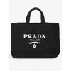 Prada Raffia Tote Bag In Black