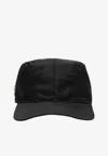 Prada Logo Stitched Cap In Black