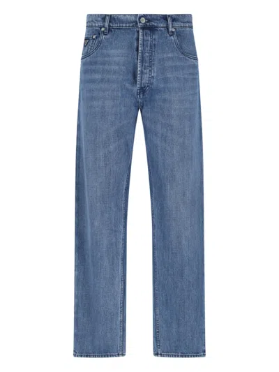 Prada Logo Straight Jeans In Blue