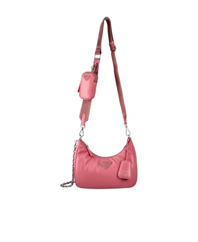 Prada Logo Strap Satchel In Geranium Powder