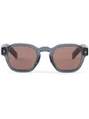 Prada Sunglasses With Iconic Metal Plaque In Blue