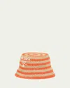 Prada Logo Striped Raffia Bucket Hat In F0p6k Naturale Arancio