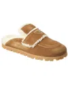 Prada Suede Shearling Cozy Loafer Mules In Brown
