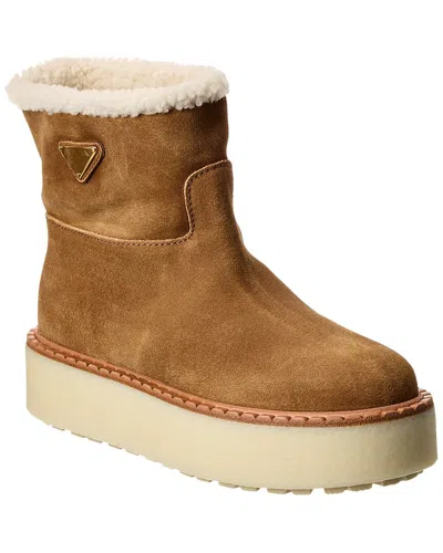 Prada Shearling Padding Ankle Boots In Brown