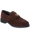 Prada Logo Suede Loafer In Brown