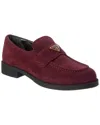 Prada Logo Suede Loafer In Red