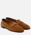 Prada Buckle Detail Round Toe Suede Loafers In Animal Print