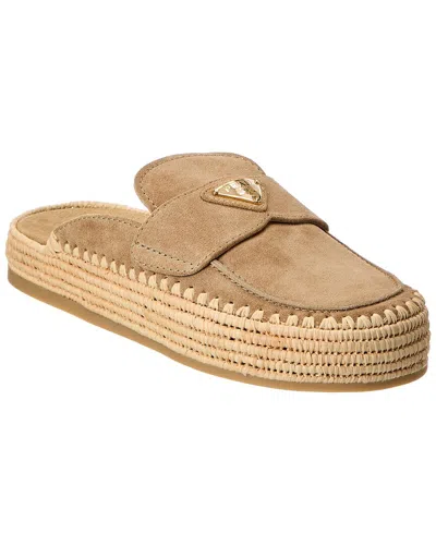 Prada Logo Suede Mule