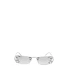 Prada Rimless Rectangular Sunglasses With Polished Metal Frames In Gray