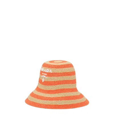 Prada Logo Sunshade Hat In Nude