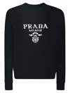 Prada Intarsia-knit Logo Sweatshirt In Black