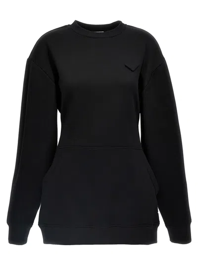 Prada Women Logo Sweatshirt Dress In Black