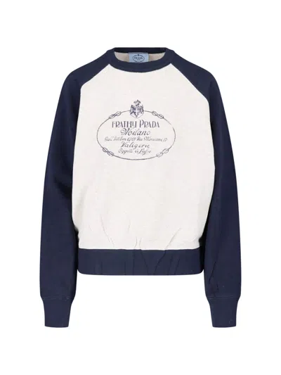 Prada Logo Sweatshirt In Gray