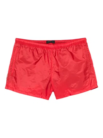Prada Logo Swim Shorts In Red