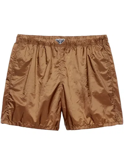 Prada Badehose Aus Re-nylon In Zimt