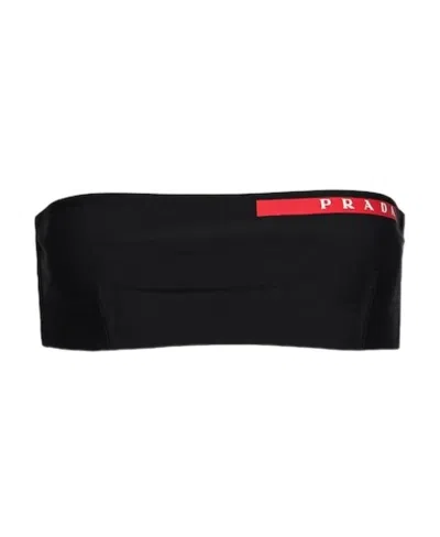 Prada Stretch Jersey Swimsuit Top In Black