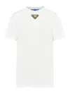 Prada White T-shirt In Jersey With Embroidered Triangle Logo Women In White