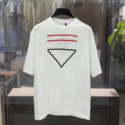 Prada Logo T-shirt With Round Neck In White