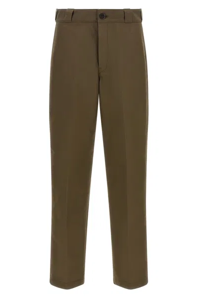 Prada Brown Tailored Flat Front Pants In Green