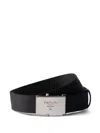 Prada Mens Black Logo-plaque Cotton Tape Belt