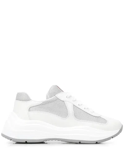 Prada Logo Tape Trainers In Weiss