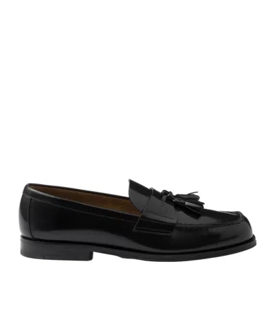 Prada Tassel-detail Leather Loafers In Black