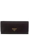 Prada Logo Tessuto & Leather Continental Wallet