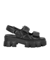 Prada Round-headed High-heeled Sandals In Black